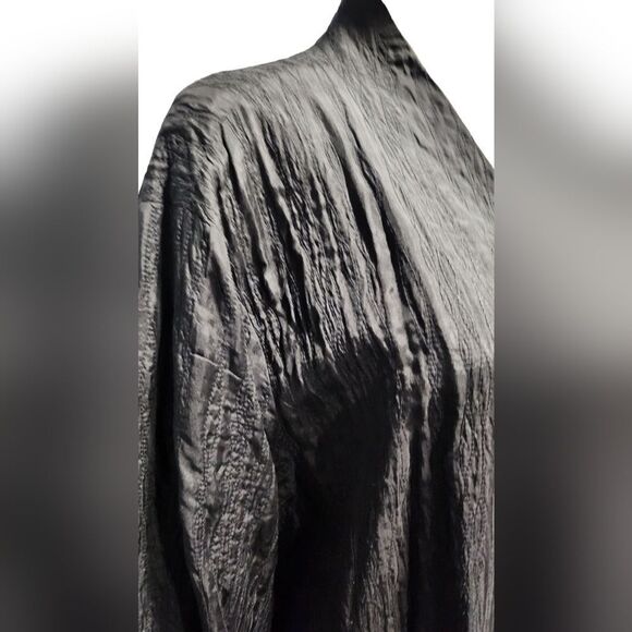 Eileen Fisher woman Womens black plus size Silk crinkle open front duster Sz XL - Picture 3 of 8